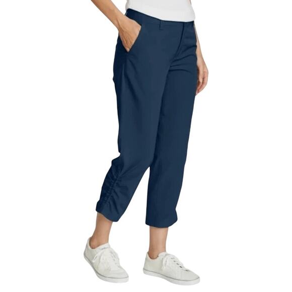 Eddie Bauer Womens Blue Ripstop Crop Pant 8 - Picture 3 of 4